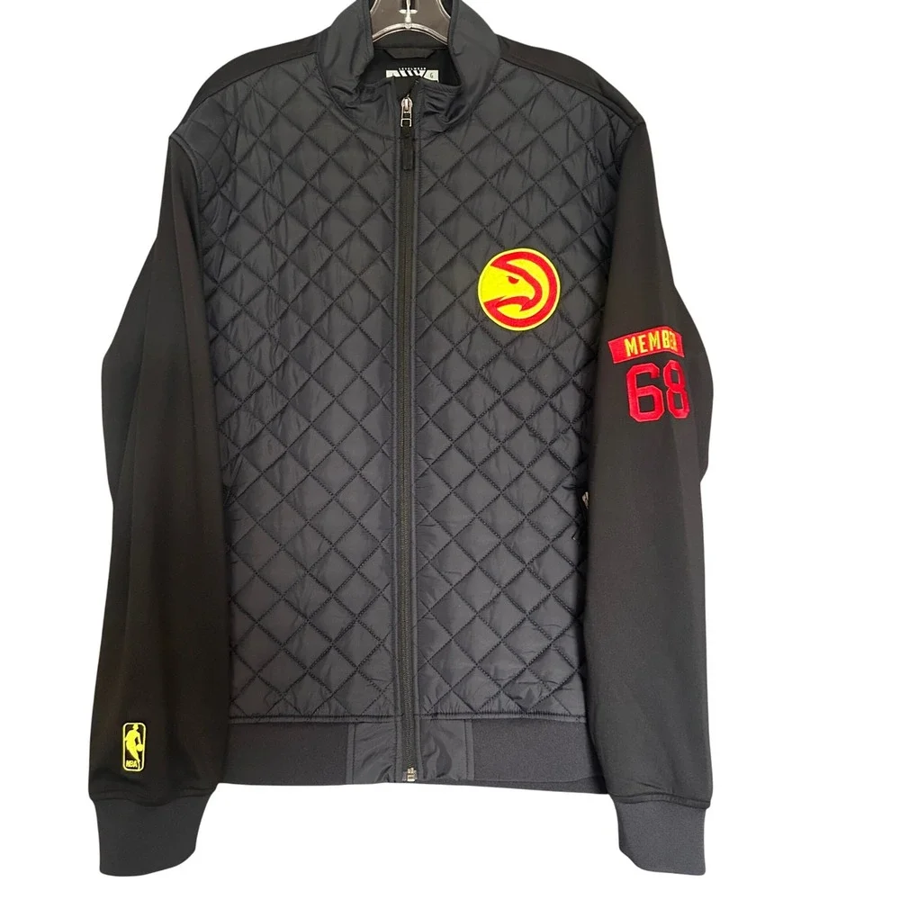Atlanta Hawks Levelwear NBA Men Black Quilted Hybrid Full Zip Jacket Size Large